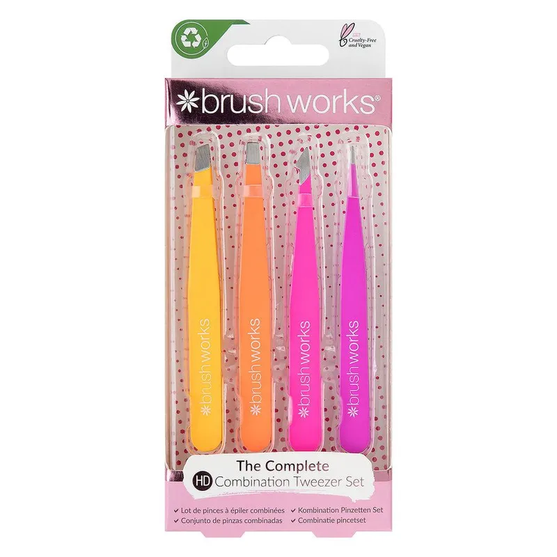 Bild 2 för Brushworks HD 4 Piece Combination Tweezer Set - Brights
