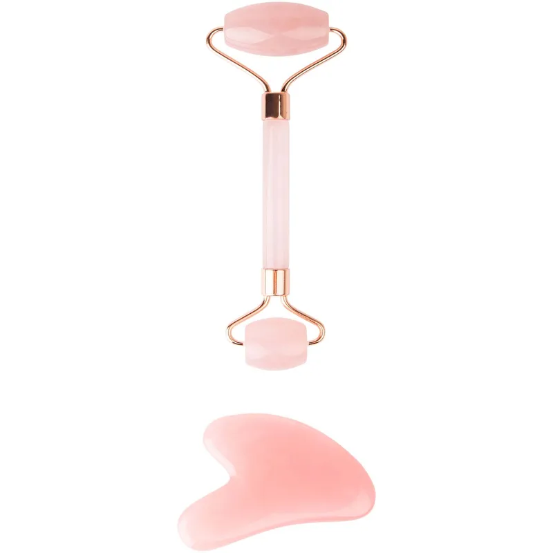 Bild 2 för Brushworks Resin Rose Quartz Roller & Gua Sha