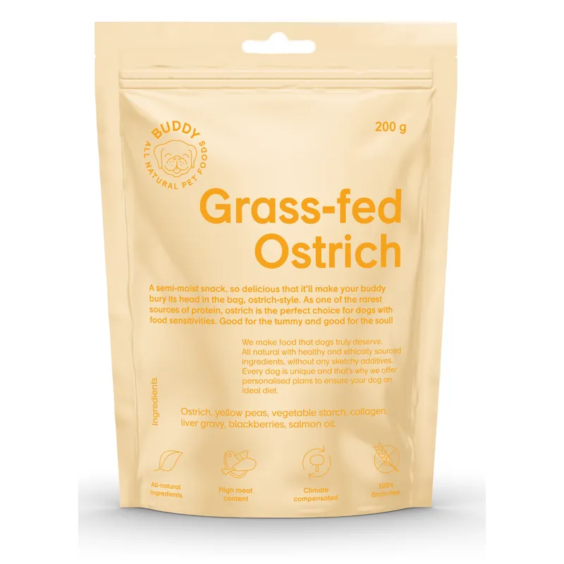 Bild 2 för Buddy Petfoods Grass-Fed Ostrich Hundgodis 200 g