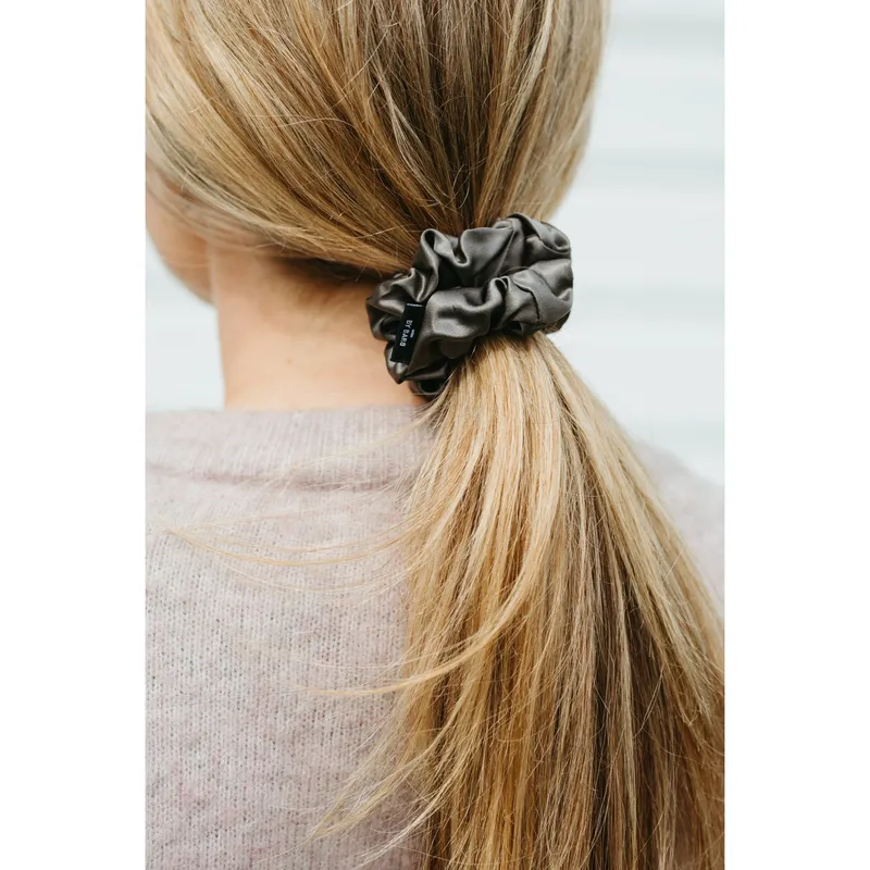 Bild 2 för ByBarb Silk Hair Scrunchie Dark Grey