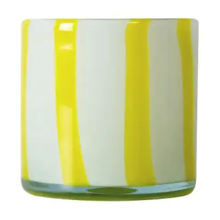 Produktfoto för Byon - Calore Ljuslykta 10x10 cm Curve Gul/Vit Randig