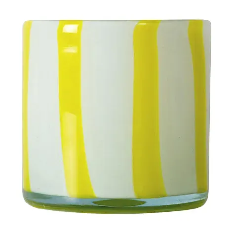 Alternativ bild 0 för Byon - Calore Ljuslykta 10x10 cm Curve Gul/Vit Randig