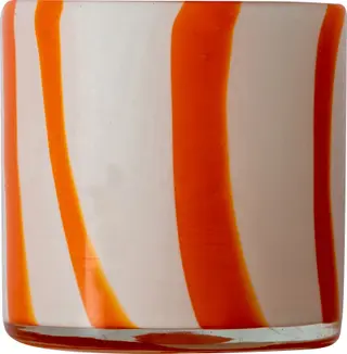 Produktfoto för Byon - Calore Ljuslykta 10x10 cm Curve Orange/Vit Randig