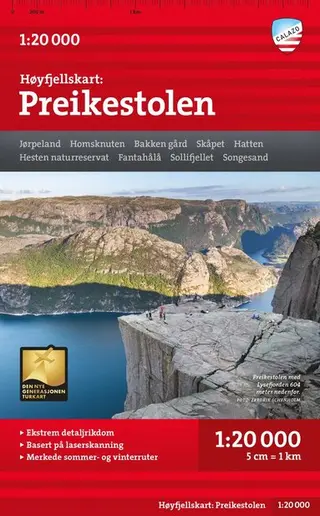 Produktfoto för Calazo Høyfjellskart Preikestolen 1:20.000