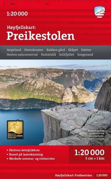 Alternativ bild 0 för Calazo Høyfjellskart Preikestolen 1:20.000