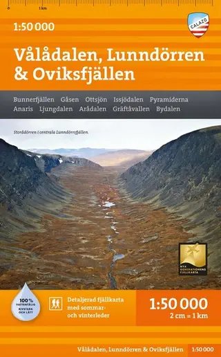 Produktfoto för Calazo Vålådalen, Lunndörren & Oviksfjällen 1:50.000
