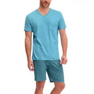 Produktfoto för Calida Relax Streamline Short Pyjama Blå/Blå bomull Medium Herr