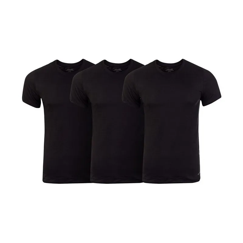 Bild 2 för Calvin Klein 3P Cotton Stretch Crew Neck T-Shirt Svart bomull Small Herr