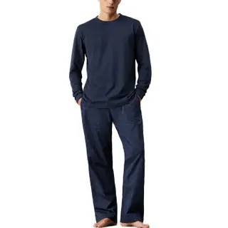 Produktfoto för Calvin Klein Cotton Poplin Long Sleeve Pant Set Marin Medium Dam