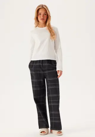 Produktfoto för Calvin Klein Flannel Sleep LS Tee And Pant Set Vit/Svart polyamid Large Dam