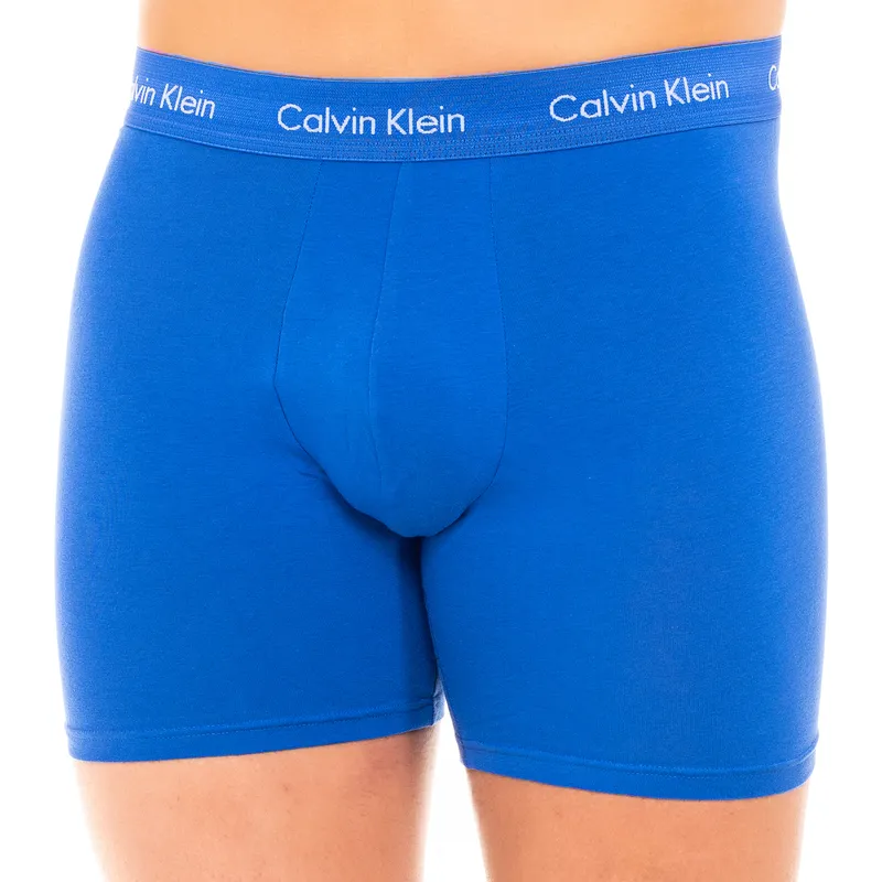 Bild 3 för Calvin Klein Kalsonger 3P Cotton Stretch Boxer Brief Blå bomull Small Herr