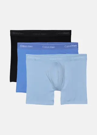 Produktfoto för Calvin Klein Kalsonger 3P Icon Cotton Boxer Briefs Svart/Blå bomull Small Herr