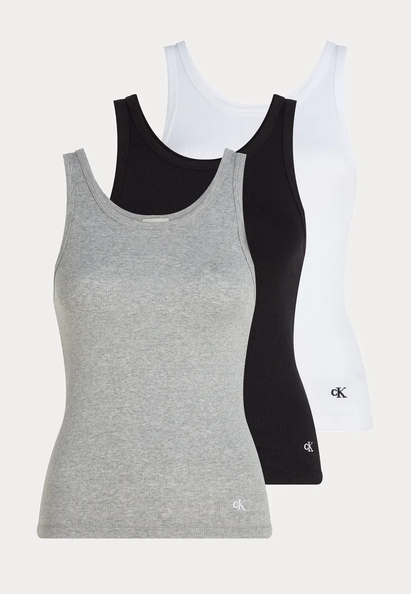 Alternativ bild 0 för Calvin Klein Scoop Neck Cotton Tank 3pk 6H3 BLACK/WHITE/GREY HEATHER S