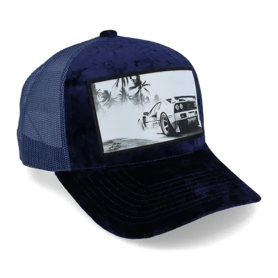 Bild 2 för Calza Pennello - Blå trucker Keps - Sportscar Navy A-frame Trucker @ Hatstore
