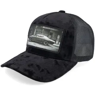 Produktfoto för Calza Pennello - Svart trucker Keps - American Muscle Car In The Street Velvet Black A-Frame Trucker @ Hatstore