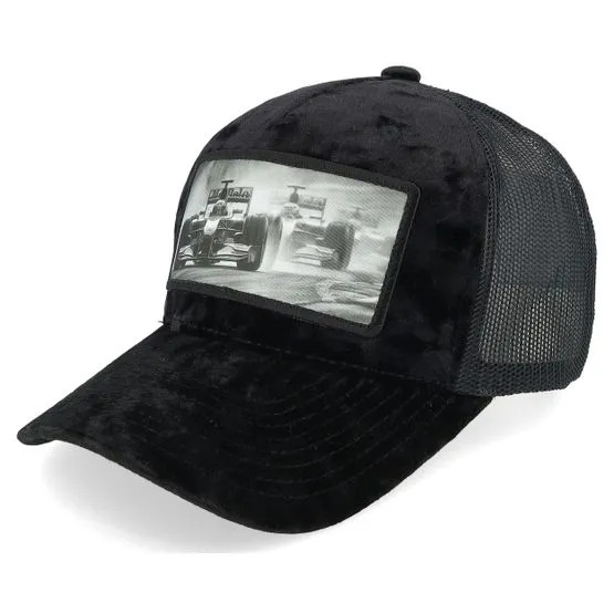 Bild 1 för Calza Pennello - Svart trucker Keps - Formula Racing Cars Velvet Black A-Frame Trucker @ Hatstore