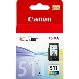 Produktfoto för Canon Bläckpatron PIXMA CL-511, 2972B001, ChromaLife100+-bläck, tre färger, singelförpackning