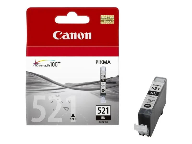 Alternativ bild 0 för Canon Bläckpatron PIXMA CLI-521 BK, 2933B001, ChromaLife100+-bläck, fotosvart, singelförpackning