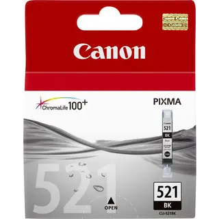 Produktfoto för Canon Bläckpatron PIXMA CLI-521 BK, 2933B001, ChromaLife100+-bläck, fotosvart, singelförpackning