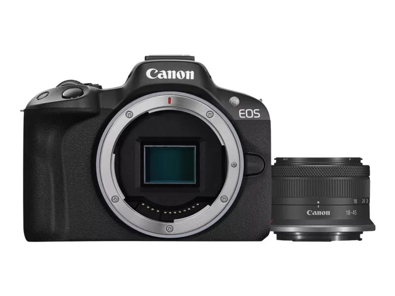 Alternativ bild 0 för Canon EOS R50 - Digitalkamera - spegellöst - 24.2 MP - Fullständig ram - 4 K / 30 fps - 2.5x optisk zoom RF-S 18-45 mm F4,5-6,3 IS STM objektiv - Wi-Fi, Bluetooth - svart