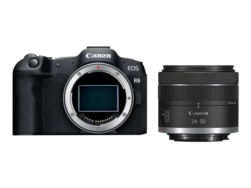 Alternativ bild 0 för Canon EOS R8 - Digitalkamera - spegellöst - 24.2 MP - Fullständig ram - 4 K / 60 fps - 2x optisk zoom RF 24-50mm F4.5-6.3 IS STM lens - Wi-Fi, Bluetooth - svart