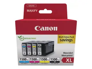 Produktfoto för Canon PGI-1500XL C/M/Y/BK Multipack - Lång livslängd - svart, gul, cyan, magenta - original - bläcktank - för MAXIFY MB2050, MB2150, MB2155, MB2350, MB2750, MB2755