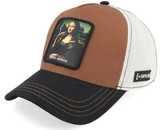 Produktfoto för Capslab - Svart trucker Keps - Art Mona Chica White/Brown/Black A-Frame Trucker @ Hatstore