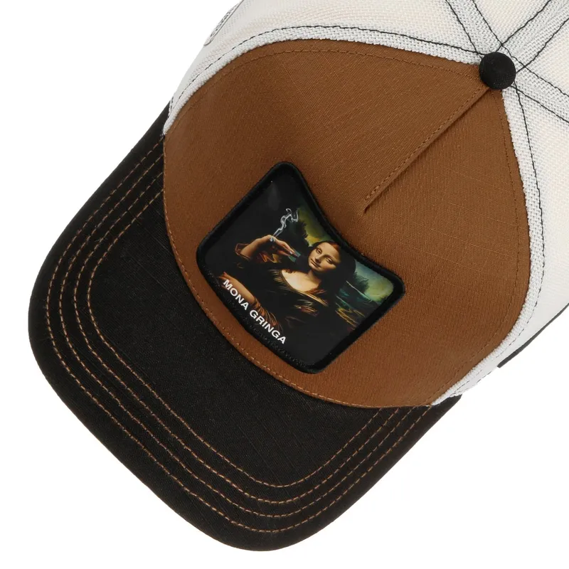 Bild 2 för Capslab - Svart trucker Keps - Art Mona Chica White/Brown/Black A-Frame Trucker @ Hatstore