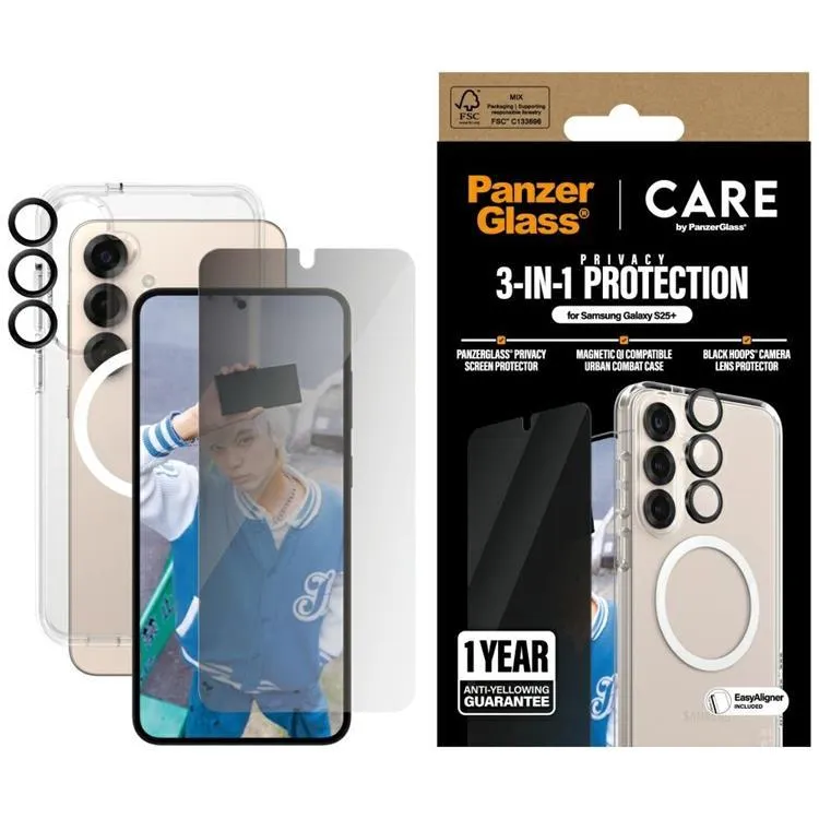 Alternativ bild 0 för CARE by PanzerGlass Flagship 3-in-1 Privacy Bundle Samsung Galaxy S25+