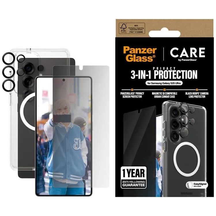 Alternativ bild 0 för CARE by PanzerGlass Flagship 3-in-1 Privacy Bundle Samsung Galaxy S25 Ultra