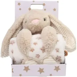 Produktfoto för Carlobaby fleecefilt med gosedjur, kanin beige
