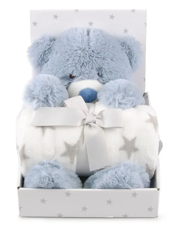 Alternativ bild 0 för Carlobaby fleecefilt med gosedjur, nalle blå