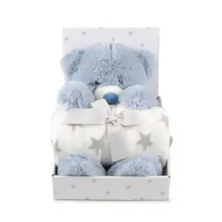 Produktfoto för Carlobaby fleecefilt med gosedjur, nalle blå