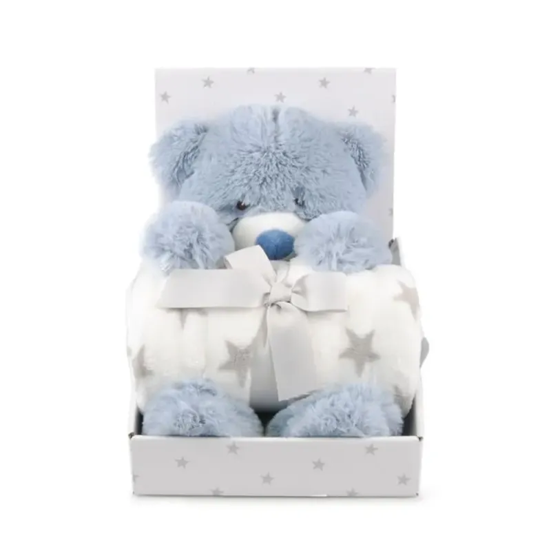 Alternativ bild 0 för Carlobaby fleecefilt med gosedjur, nalle blå