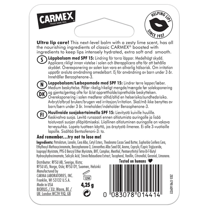 Bild 2 för Carmex Lip Balm Lime Twist Stick SPF15