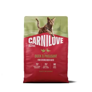 Produktfoto för Carnilove Active Cat Sterilised Adult All Breeds Duck & Pheasant torrfoder för katt 2 kg