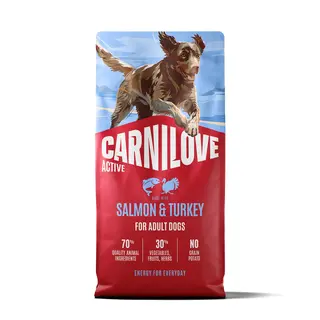 Produktfoto för Carnilove Active Dog Adult All Breeds Salmon & Turkey torrfoder för hund 12 kg
