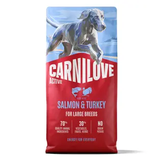 Produktfoto för Carnilove Active Dog Adult Large Breed Salmon & Turkey torrfoder för hund 12 kg