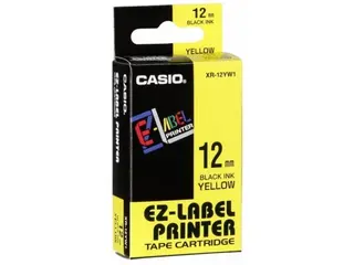 Produktfoto för Casio XR-12YW - Självhäftande - svart på gult - Rulle (1,2 cm x 8 m) 1 kassett(er) etiketttejp - för KL 170, 60, 60SR, 780