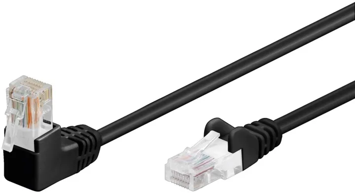 Alternativ bild 0 för CAT 5e patchcable 1x 90°angled U/UTP black 2 m