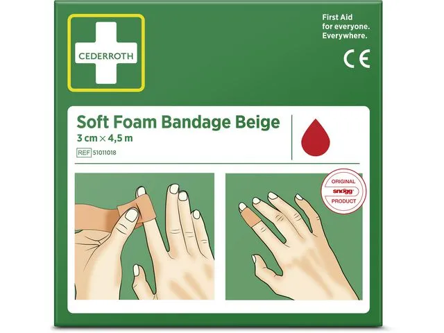 Alternativ bild 0 för Cederroth Plåster SoftFoam beige 3cmx4,5m