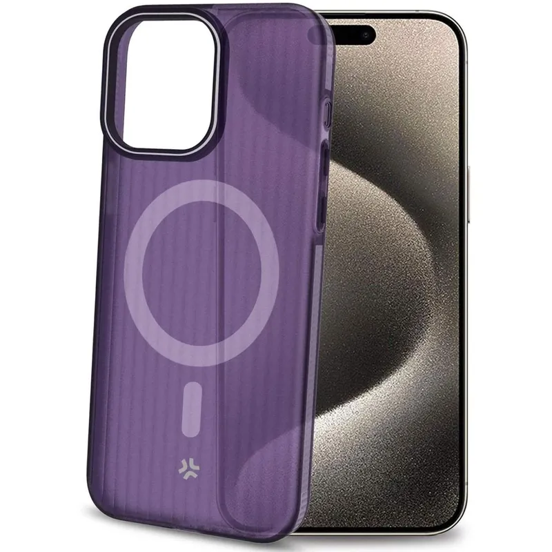 Bild 1 för Celly Magsuit MagSafe-kompatibelt skal iPhone 16 semi-transparent Lila