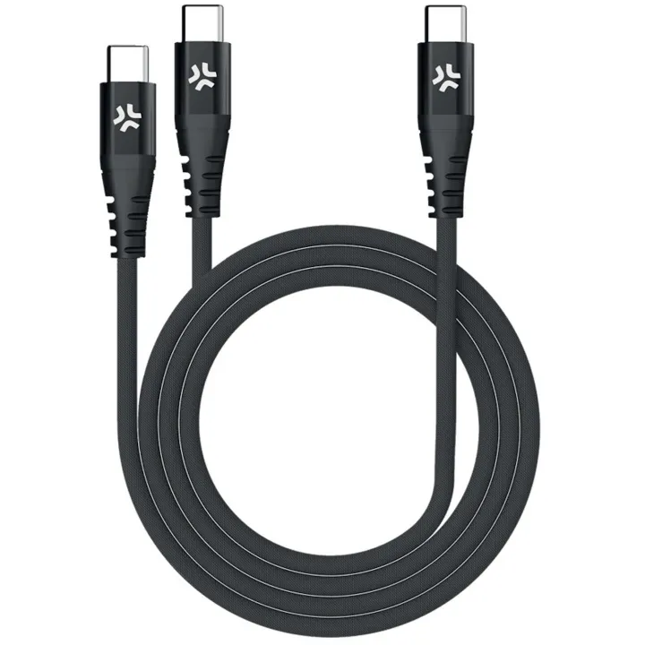 Alternativ bild 0 för Celly USB-C - 2x USB-C-kabel 100W PD 1,3m Svart