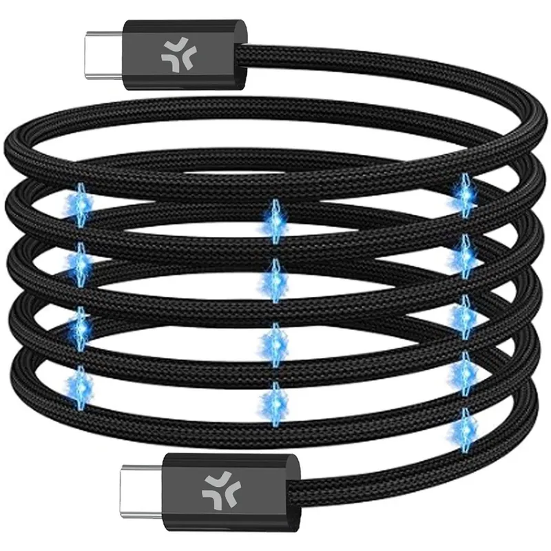 Bild 2 för Celly USB-C Kabel 60W Magnetisk Flätad 2m Svart