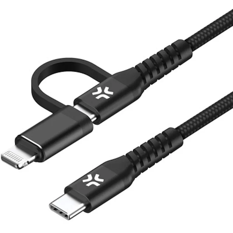 Bild 1 för Celly USB-C Till USB-C /Lightning Kabel (2m) - Svart