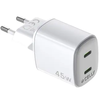 Produktfoto för Celly USB-laddare GaN 2 x USB-C PD 45W