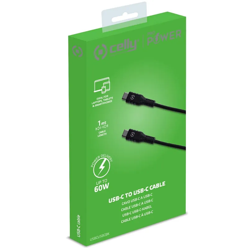 Bild 2 för Celly USB-PD USB-C - USB-C Cable 60W 1m