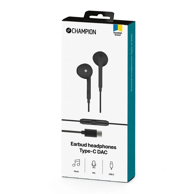 Bild 2 för Champion EarBud headphones USB-C DAC