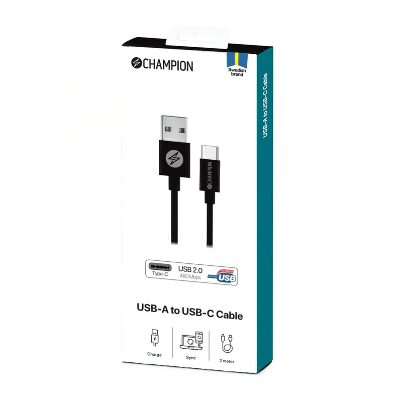 Bild 2 för Champion USB 2.0 C till A, 2m