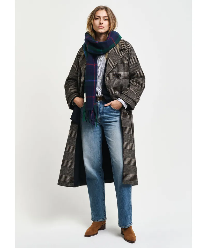 Alternativ bild 0 för Checked wool trench coat
